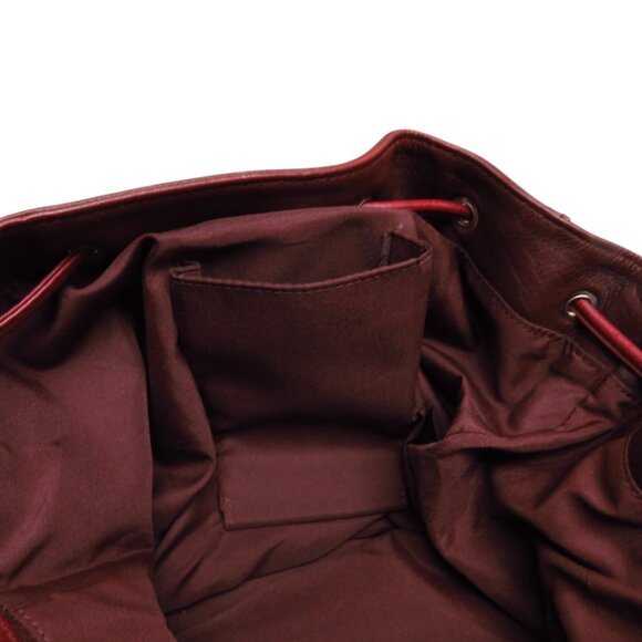 Leather Crossbody Bucket Bag with Drawstring Closure Red Mahogany - Picture 5 of 9